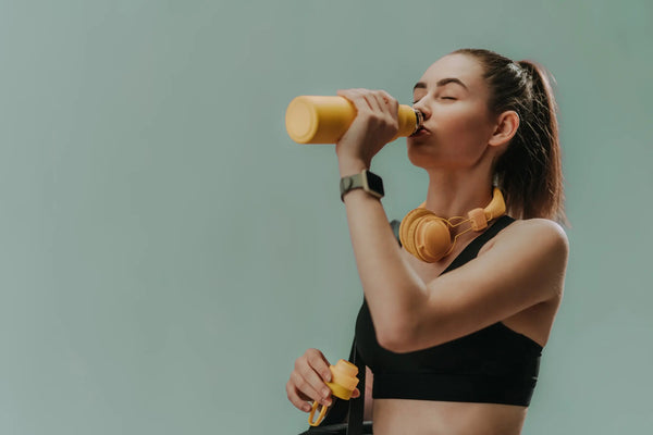 healthy woman drinking water