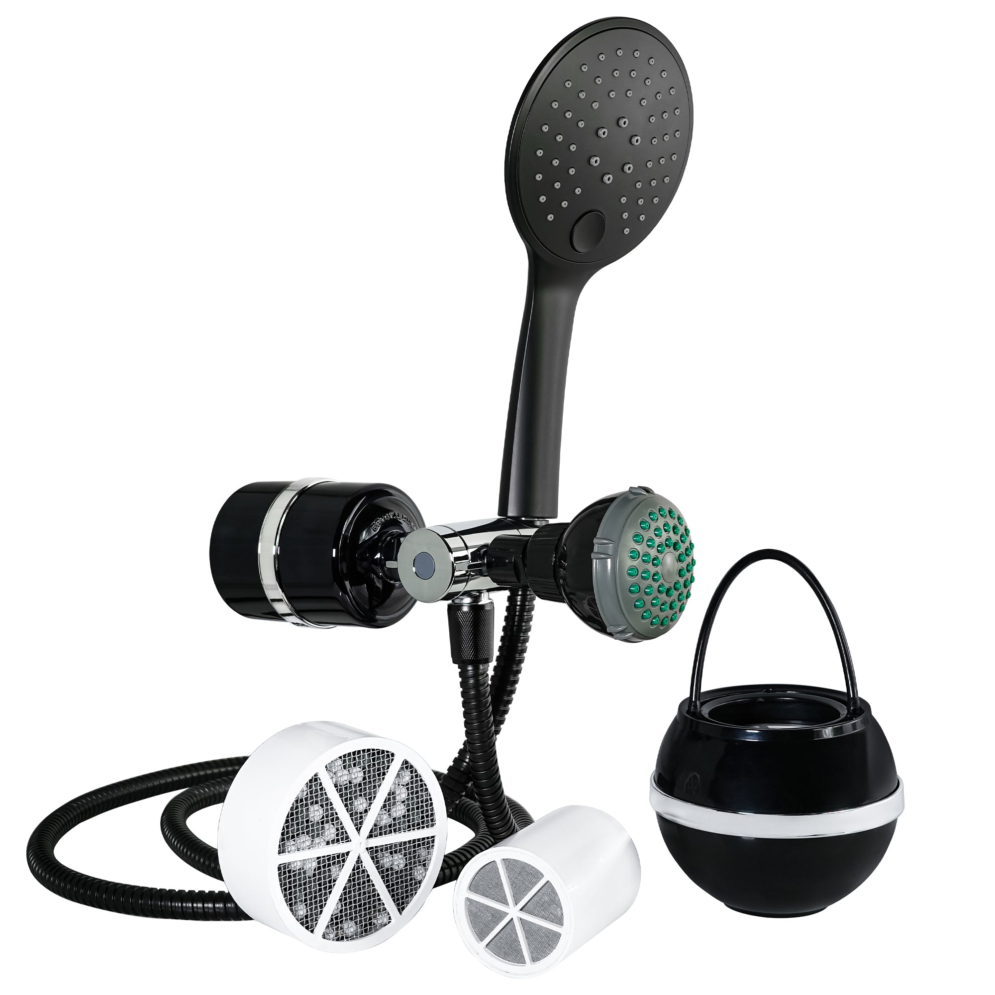 2-in-1 Combo Shower Filter and Bath Ball Bundle - - Crystal Quest Water Filters