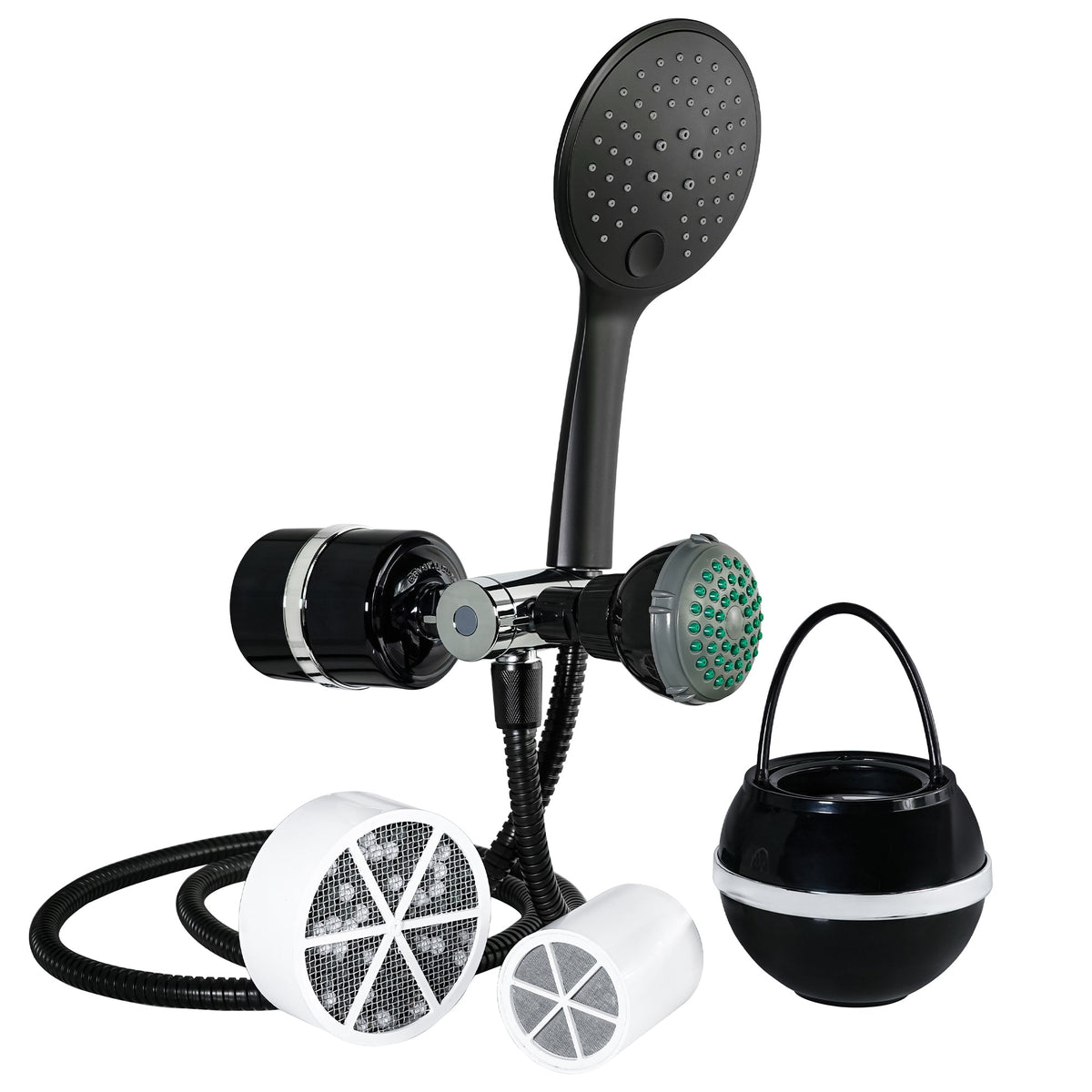 2-in-1 Combo Shower Filter and Bath Ball Bundle - - Crystal Quest Water Filters