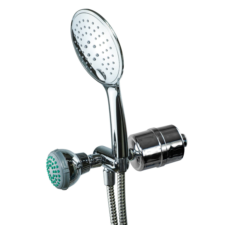 Chrome 2-in-1 Handheld and Shower Head Combo Filter - Shower Bath Filters - Crystal Quest