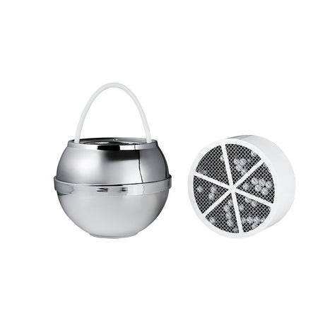 Chrome Bath Ball and Replacement Filter Cartridge Bundle - - Crystal Quest Water Filters