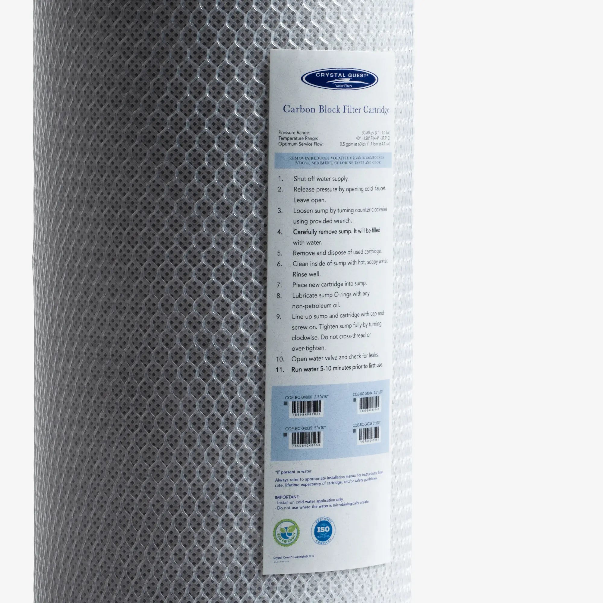Coconut Based 5-Micron Carbon Block Filter Cartridge - Water Filter Cartridges - Crystal Quest