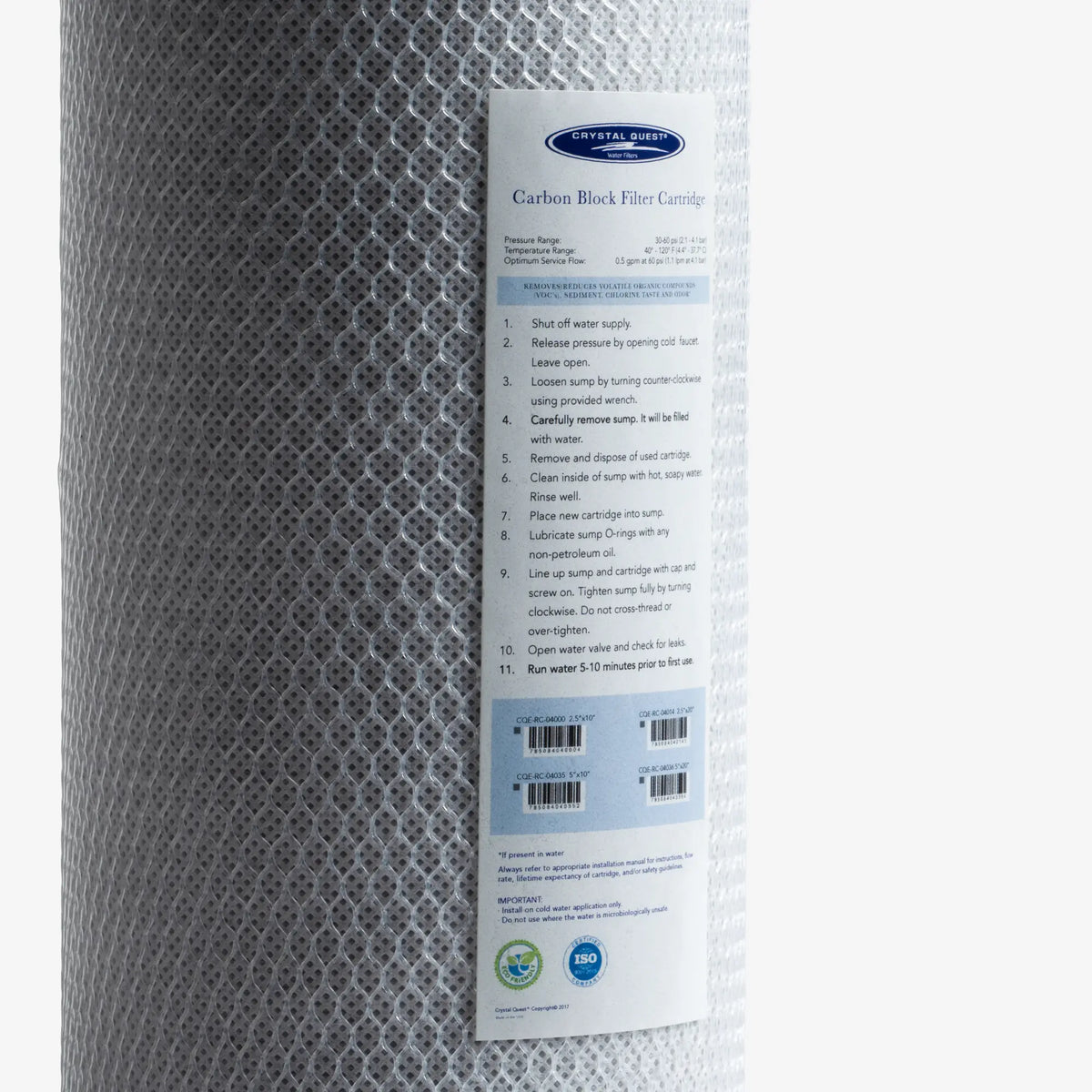 Coconut Based 5-Micron Carbon Block Filter Cartridge - Water Filter Cartridges - Crystal Quest