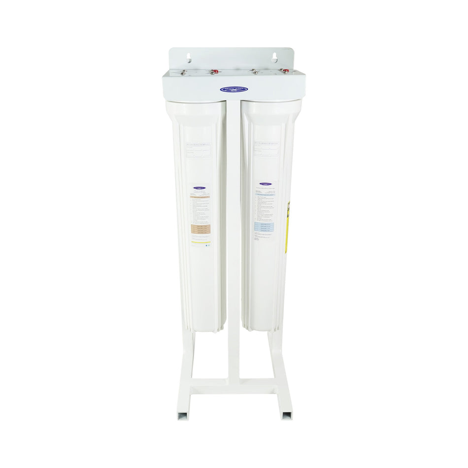 Double / 1" / With System Stand Mini Whole House Water Filter, SMART Series (3-6 GPM | 1-2 people) - Whole House Water Filters - Crystal Quest