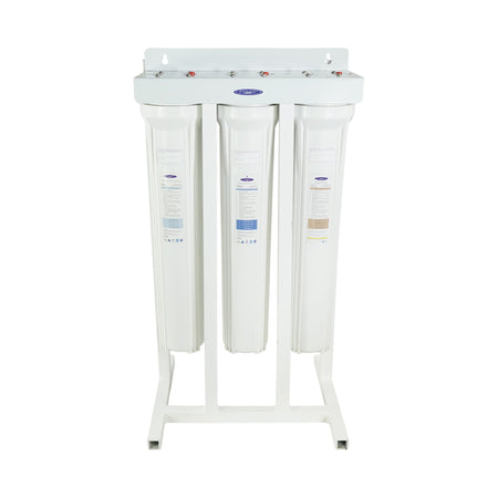 Triple / 1" / With System Stand Mini Whole House Water Filter, SMART Series (3-6 GPM | 1-2 people) - Whole House Water Filters - Crystal Quest