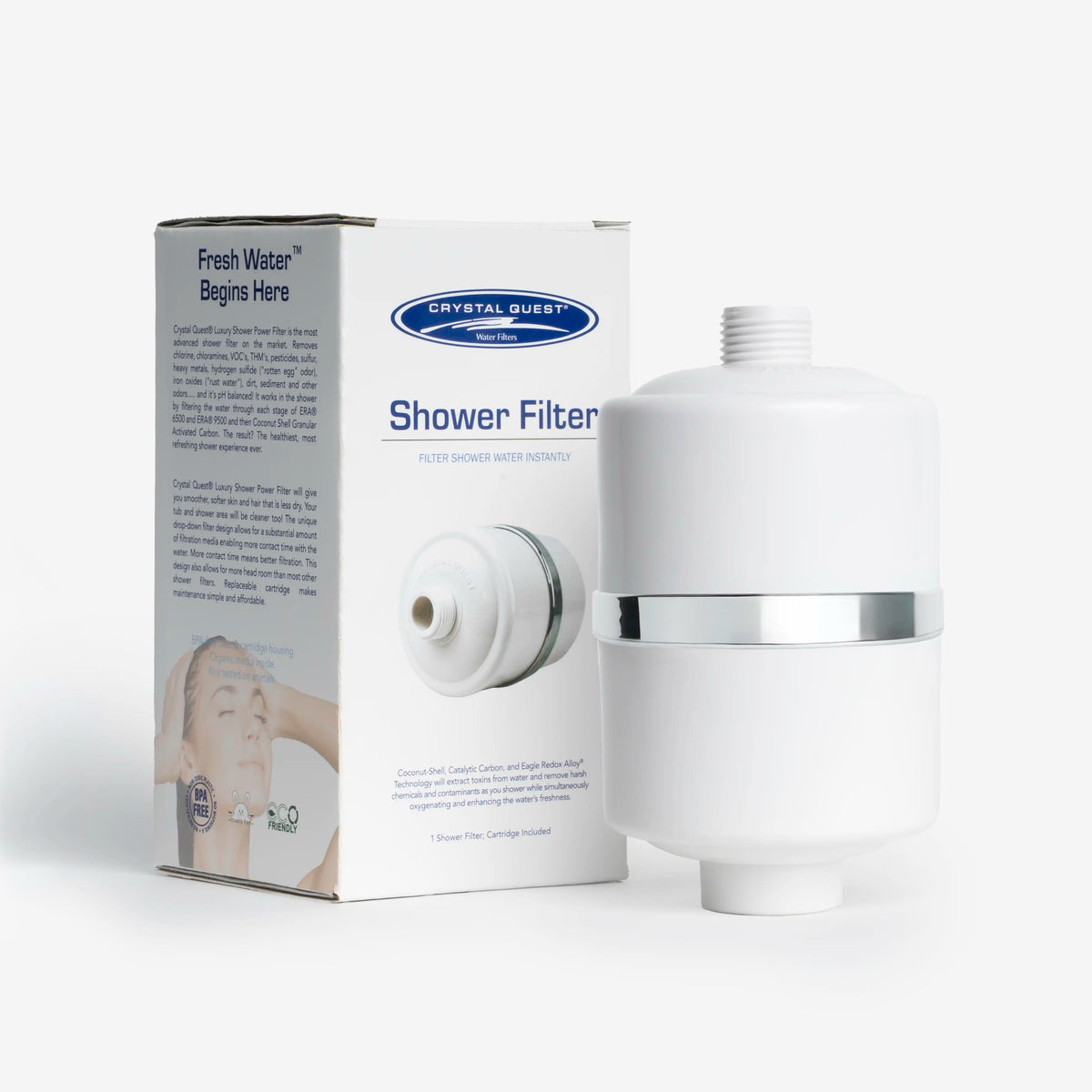 White / Without Shower Head Shower Filter - Shower Bath Filters - Crystal Quest