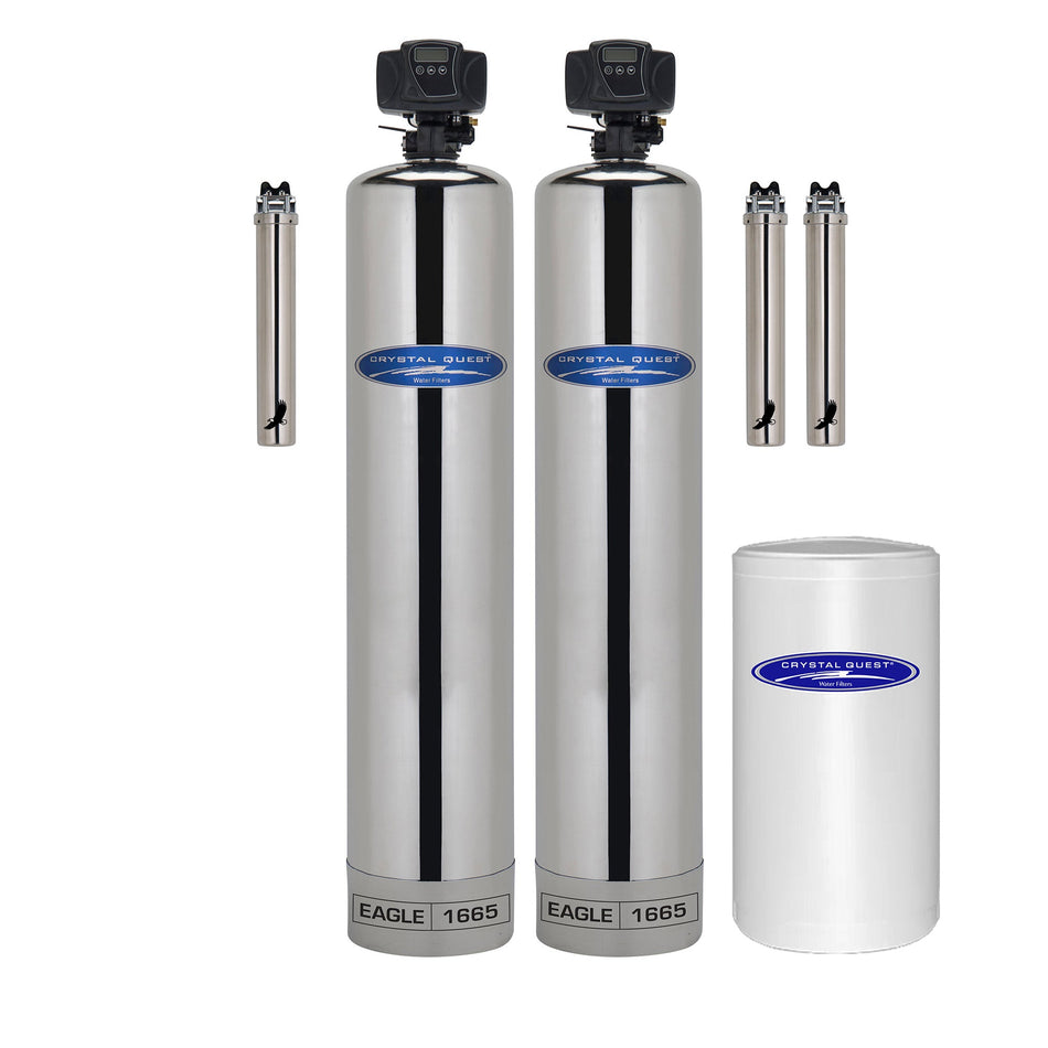 With Softener / Stainless Steel / 1.5 Eagle Whole House Water Filter - Whole House Water Filters - Crystal Quest