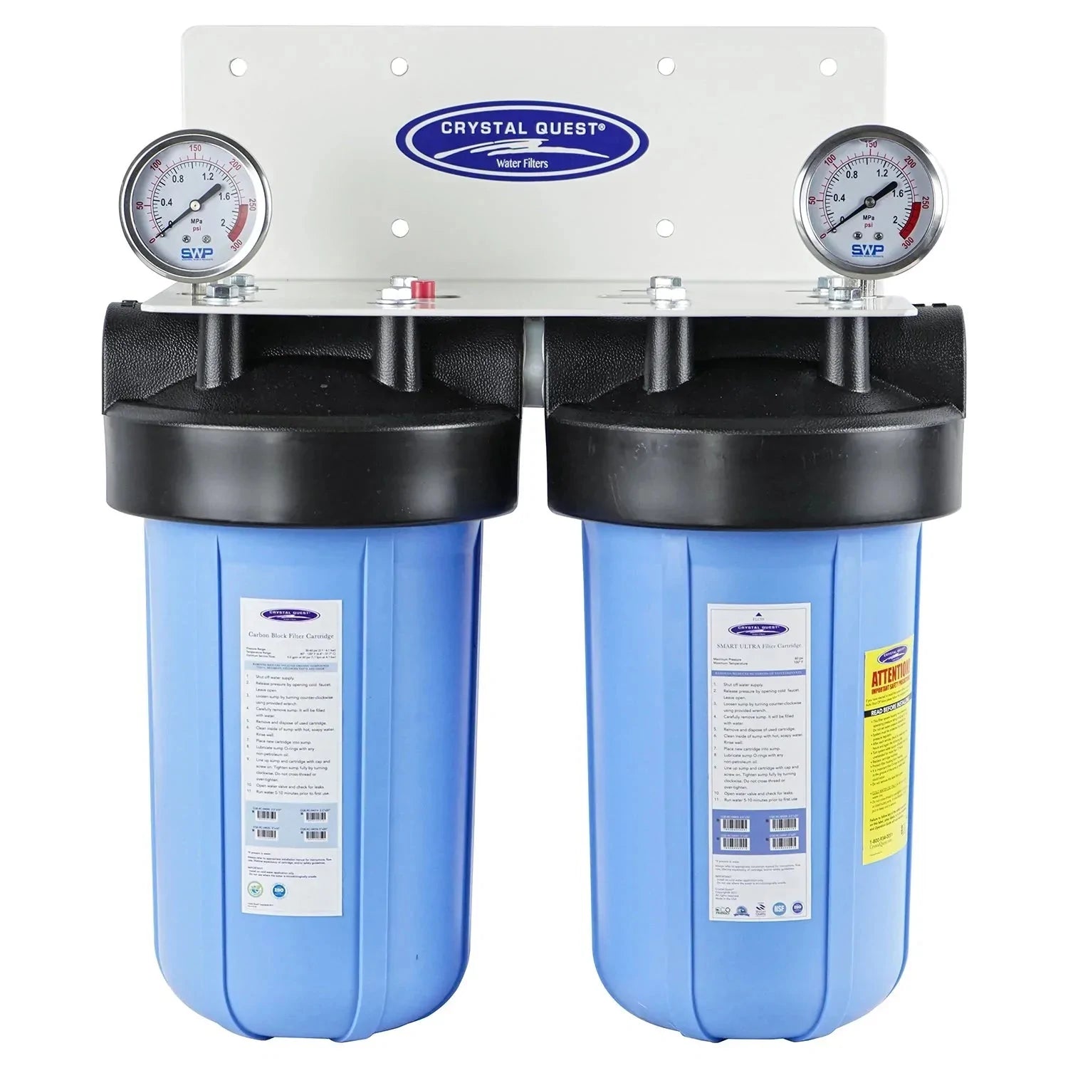 Double / 1" Compact Whole House Water Filter, Fluoride Removal (2-4 GPM | 1-2 people) - Whole House Water Filters - Crystal Quest